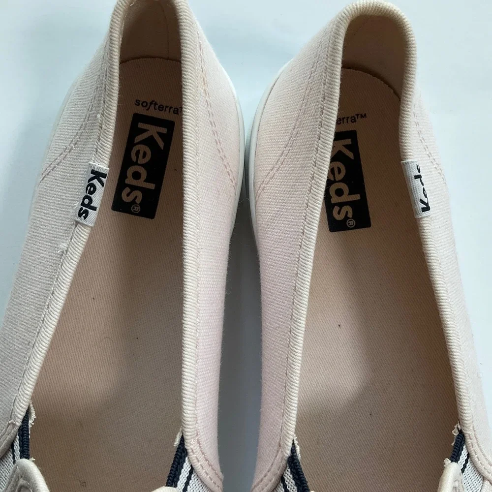 Keds Double Decker Pink Canvas Slip On Sneakers WF67490 Womens 8.5 Softerra NWOT